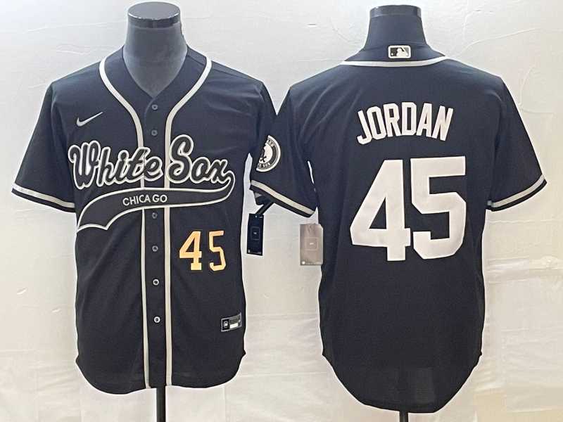 Men%27s Chicago White Sox #45 Michael Jordan Number Black Cool Base Stitched Baseball Jersey->chicago white sox->MLB Jersey